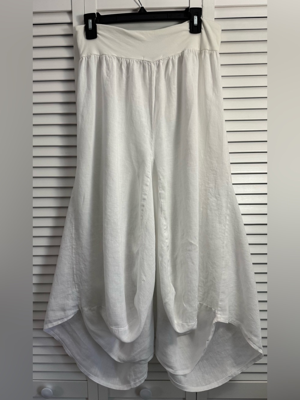 Tempo Paris Bubble Skirt Womens Sz M White Linen Jersey Boho Grunge Lagenlook - Picture 3 of 9